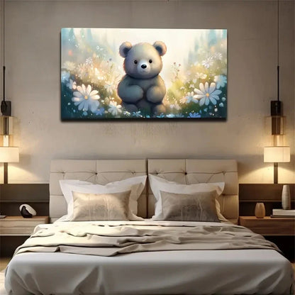 Lovely Teddy Bear Wall Art Canvas Office Home Room Framed 120x60cm