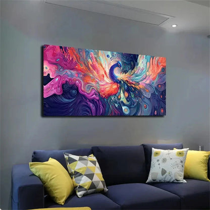 Peacock Feathers Modern Décor Wall Art Canvas Office Home Room Framed 120x60cm - Bella Home Decor