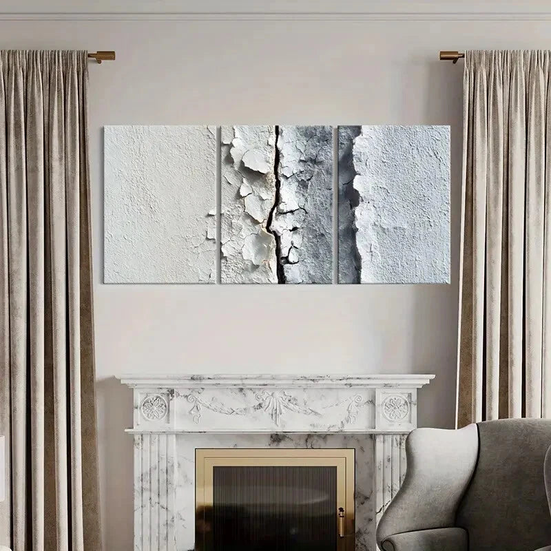 3pcs Urban Decay Cracked Surface Design Industrial Metal Print Ready to Hang Art - Bella Home Decor