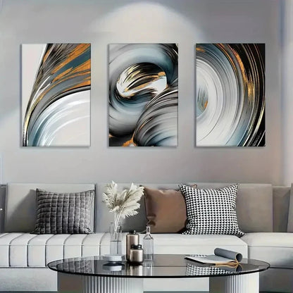 3pcs Fashionable Line Painting Design Metal Print Ready to Hang Art