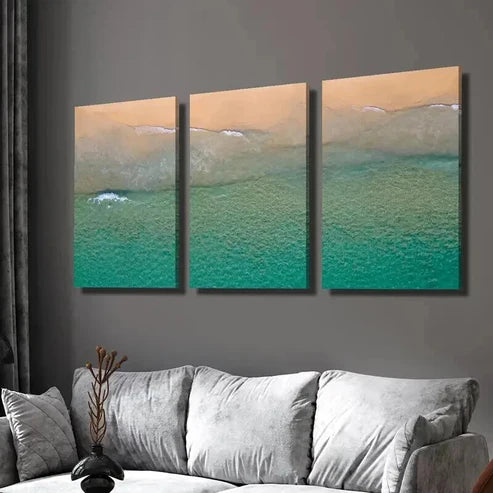 3pcs Turquoise Coastal Landscape Decor  Wall Art Set Canvas Unframed - High Quality Print 100% Australian Made Wall Canvas