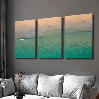 3pcs Turquoise Coastal Landscape Decor  Wall Art Set Canvas Unframed - High Quality Print 100% Australian Made Wall Canvas