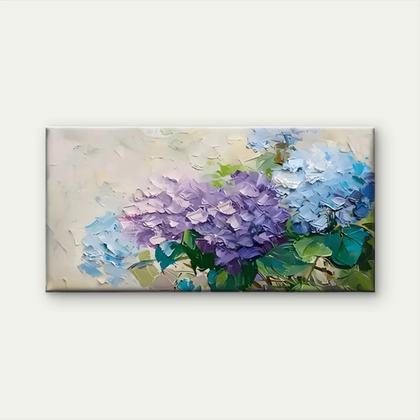 Flowers Blue Purple Abstract Wall Art Canvas Office Home Room Framed 120x60cm