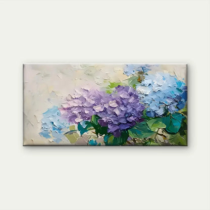 Flowers Blue Purple Abstract Wall Art Canvas Office Home Room Framed 120x60cm