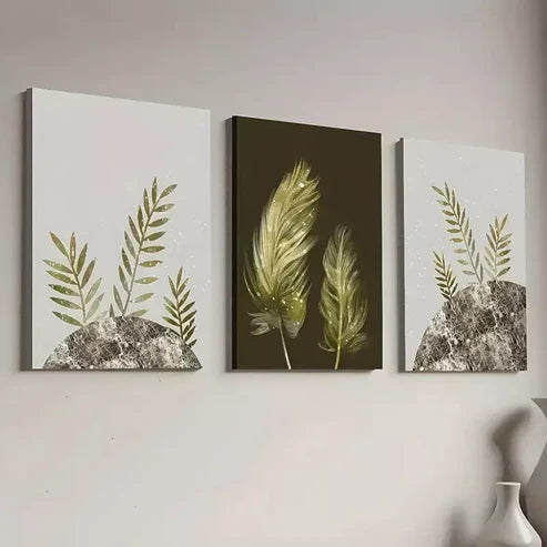 3pcs Modern Style Simple Natural Plant Leaf Canvas Unframed - High Quality Print 100% Australian Made Wall Canvas