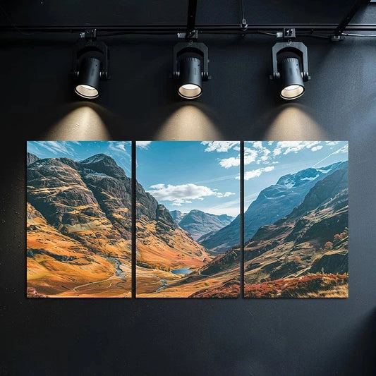 3pcs Scottish Highlands Landscape Metal Print Ready to Hang Art