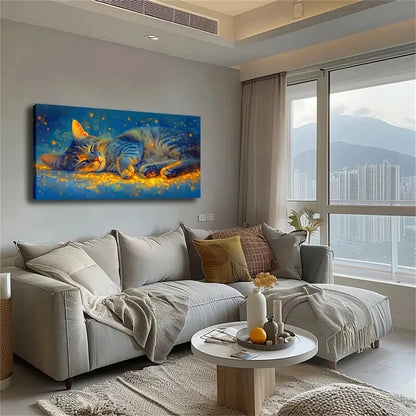 A Cat Lying On The Ground Wall Art Canvas Office Home Room Framed 120x60cm