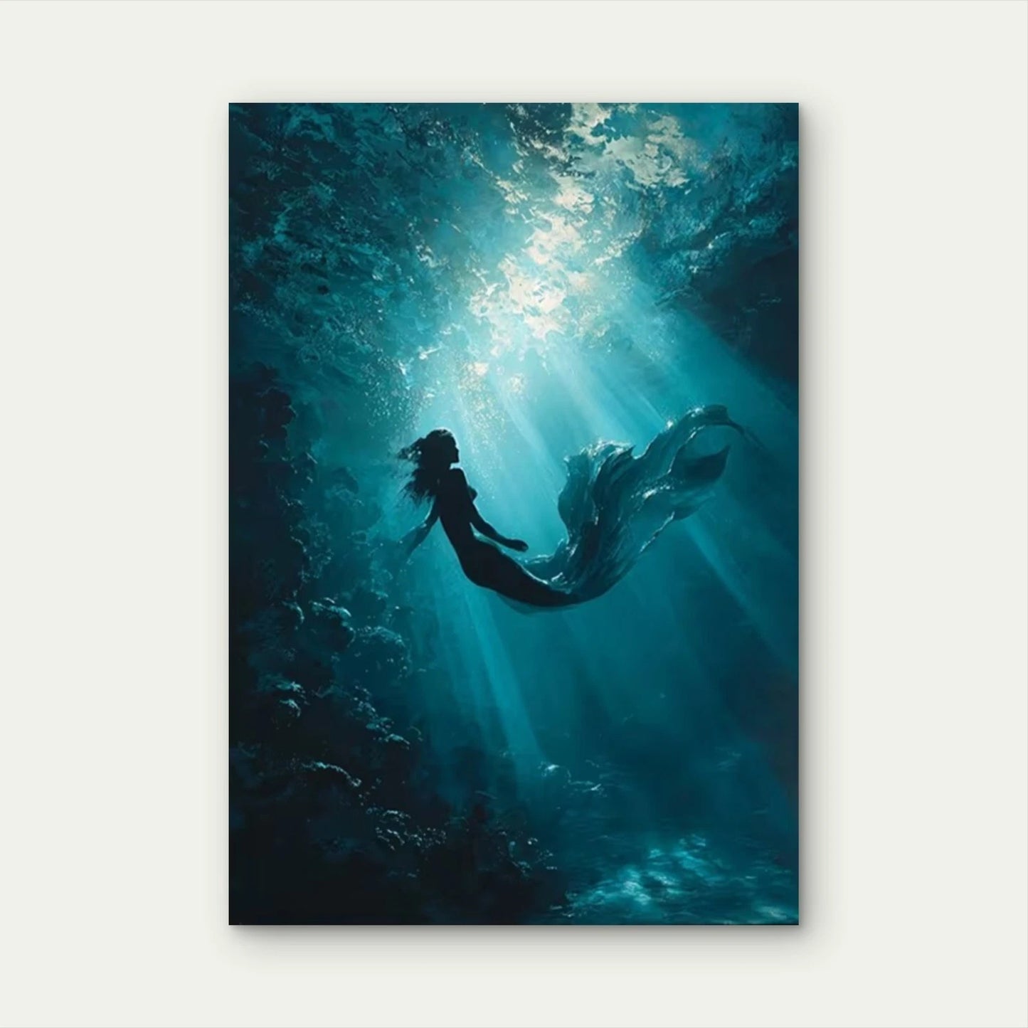 Mysterious Underwater Ethereal Mermaid Metal Print Ready to Hang