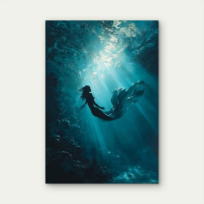 Mysterious Underwater Ethereal Mermaid Metal Print Ready to Hang