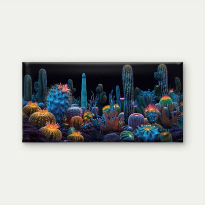 Surreal Neon Tropical Flowers Wall Art Canvas Office Home Room Framed 120x60cm