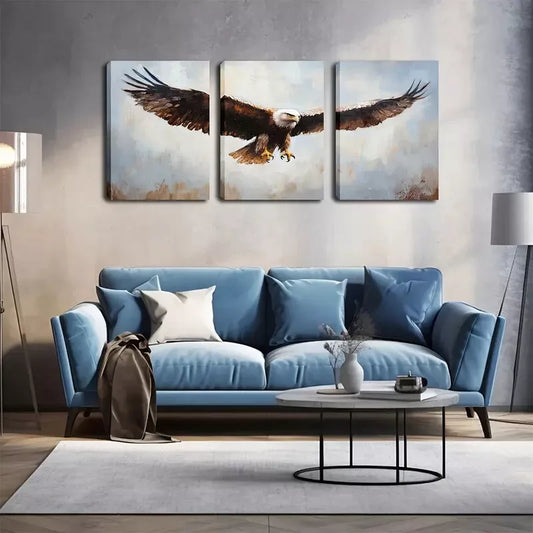 3pcs Majestic Bald Eagle Triptych Wall Art Set Canvas Framed 40x60cm - High Quality Print 100% Australian Made Wall Canvas Ready to Hang