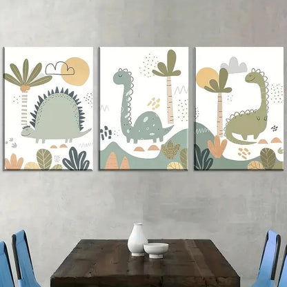 3pcs Cartoon Style Modern Animal Wall Decor Metal Print Ready to Hang Art - Bella Home Decor