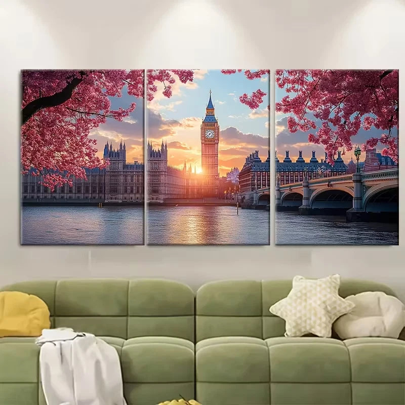 3pcs , London's Big Ben Metal Print Ready to Hang Art - Bella Home Decor