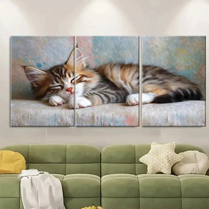 3pcs Serene Siberian Kitten ki  Wall Art Set Canvas Framed 50x70cm - High Quality Print 100% Australian Made Wall Canvas Ready to Hang