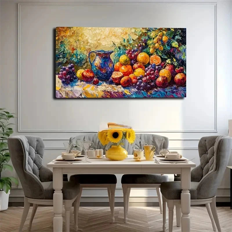 Picture Bottle Pile Of Fruit Wall Art Canvas Office Home Room Framed 120x60cm
