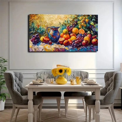 Picture Bottle Pile Of Fruit Wall Art Canvas Office Home Room Framed 120x60cm