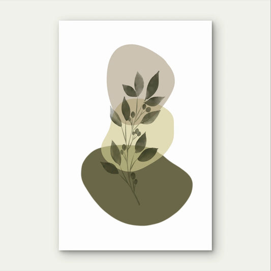 Botanical Foliage and Organic Pebble Shapes 40x60cm Metal Print Ready to Hang