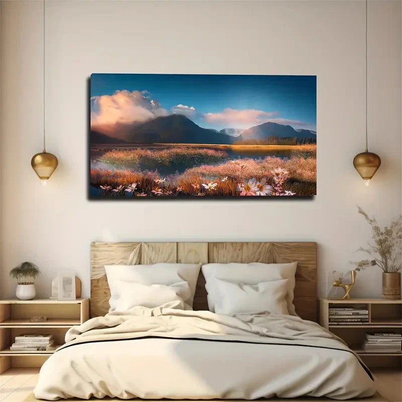 Autumn Mountain Wall Art Canvas Office Home Room Framed 120x60cm
