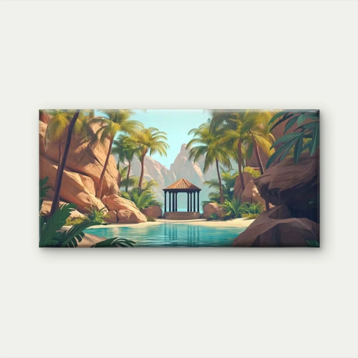 Tropical Island Style Landscape Wall Art Canvas Office Home Room Framed 120x60cm