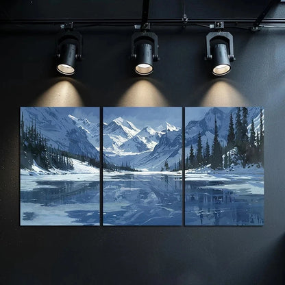 3pcs Frozen Lake At Almaty in Kyrgyzstan Metal Print Ready to Hang Art - Bella Home Decor