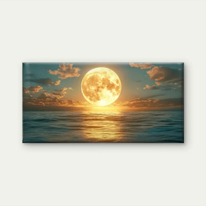 Moon Over Ocean Calm Wall Art Canvas Office Home Room Framed 120x60cm