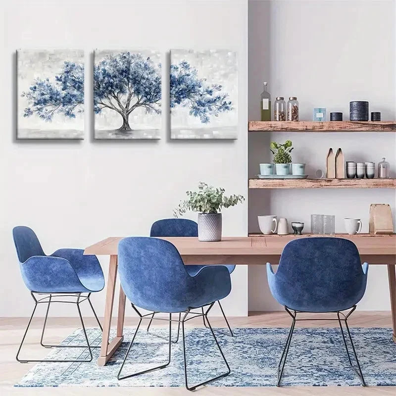 3pcs Abstract Nature-Inspired Triptych Painting Metal Print Ready to Hang Art - Bella Home Decor