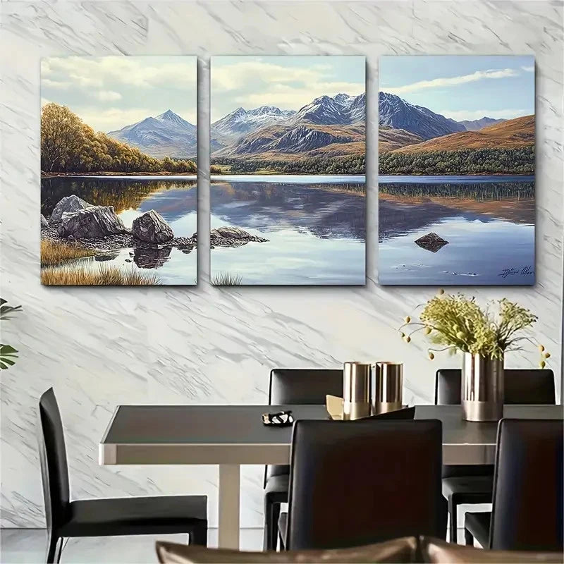3pcs Nature Lake Beautiful Artwork Perfect Wall Art Set Canvas Framed 40x60cm - High Quality Print 100% Australian Made Wall Canvas Ready to Hang - Bella Home Decor