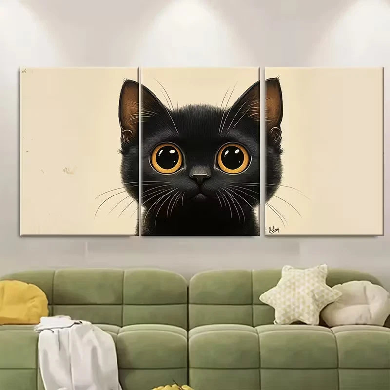 3pcs Cat Print, Cute Quirky Metal Print Ready to Hang Art - Bella Home Decor