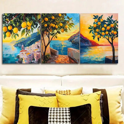 3pcs lemon tree Wall Art Set Canvas Framed 40x60cm - High Quality Print 100% Australian Made Wall Canvas Ready to Hang
