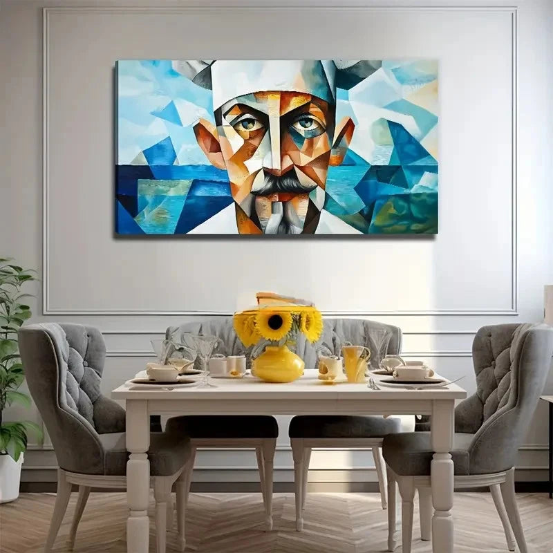 Abstract Chef's Face Suitable Wall Art Canvas Office Home Room Framed 120x60cm