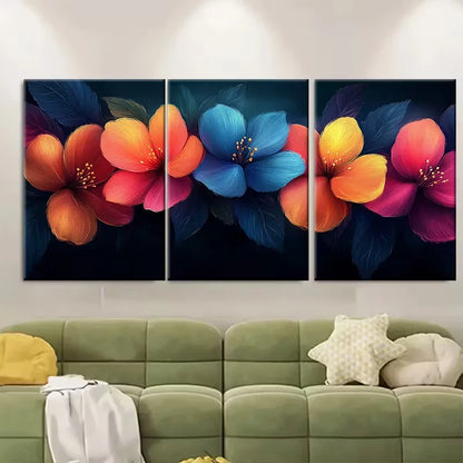 3pcs Neon Floral Brushstroke Texture Metal Print Ready to Hang Art