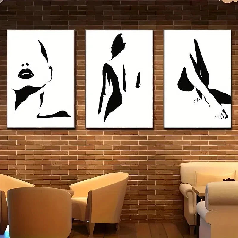 3pcs Abstract Art Fashion Women Poster Metal Print Ready to Hang Art
