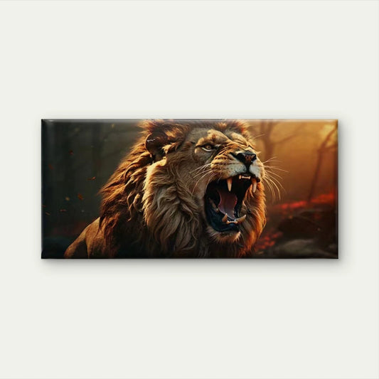 Majestic Lion in Golden Light Wall Art Canvas Office Home Room Framed 120x60cm