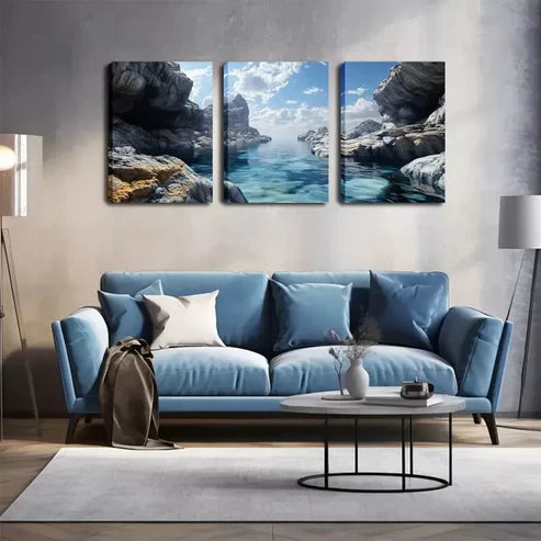 3pcs Small Streams In The Mountains Wall Art Canvas Unframed - High Quality Print 100% Australian Made Wall Canvas