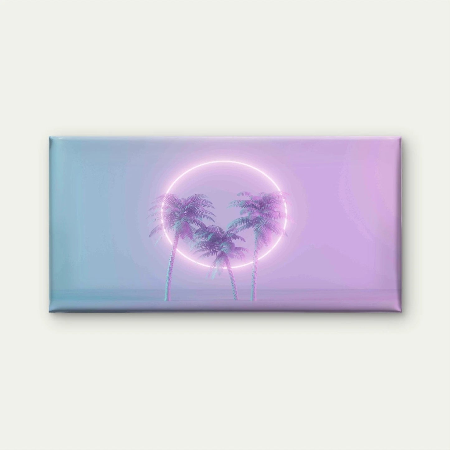 Neon Glowing Light ,Palm Trees Wall Art Canvas Office Home Room Framed 120x60cm