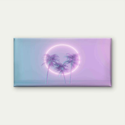 Neon Glowing Light ,Palm Trees Wall Art Canvas Office Home Room Framed 120x60cm