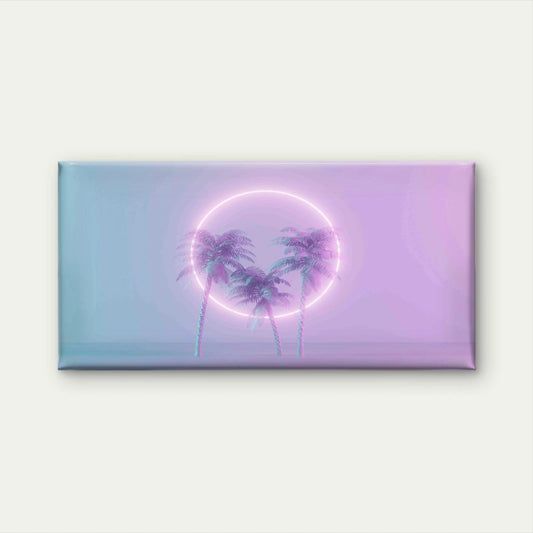 Neon Glowing Light ,Palm Trees Wall Art Canvas Office Home Room Framed 120x60cm