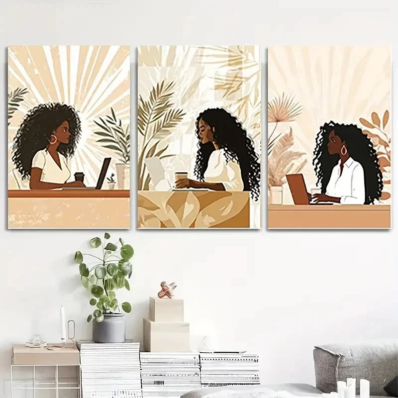 3pcs Art Featuring Women Professional   Wall Art Set Canvas Framed 50x70cm - High Quality Print 100% Australian Made Wall Canvas Ready to Hang - Bella Home Decor