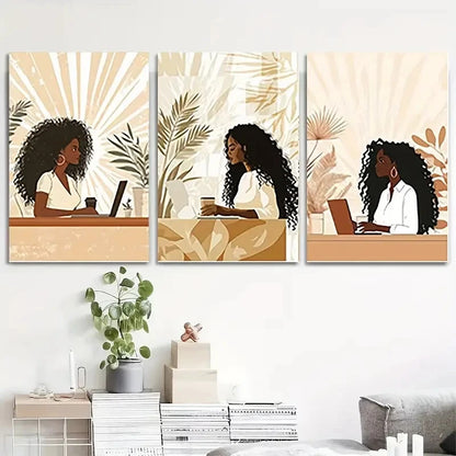 3pcs Art Featuring Women Professional   Wall Art Set Canvas Framed 50x70cm - High Quality Print 100% Australian Made Wall Canvas Ready to Hang - Bella Home Decor