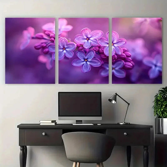 3pcs Elegant Serene Violet Lilac Floral Wall Art Set Canvas Framed 40x60cm - High Quality Print 100% Australian Made Wall Canvas Ready to Hang - Bella Home Decor