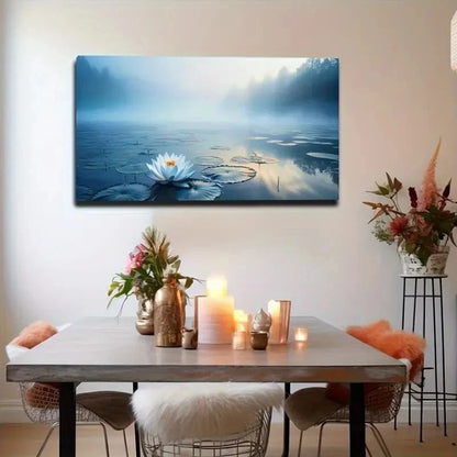Serene White For Lotus Flower Wall Art Canvas Office Home Room Framed 120x60cm