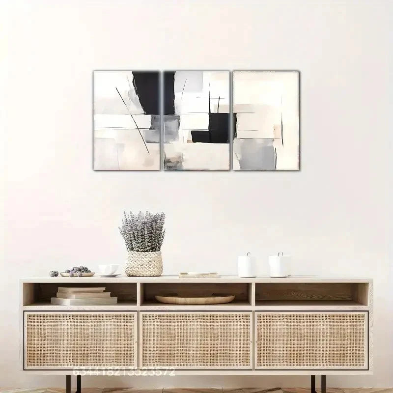 3pcs Grey And Black Wall Art Posters Metal Print Ready to Hang Art