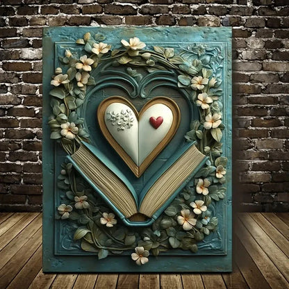 Beautiful Ohjessmarie Heart Blossoms, Painting 40x60cm Metal Print Ready to Hang - Bella Home Decor