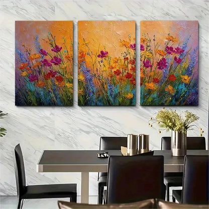 3pcs Rustic Floral Landscape Drawn Perfect Wall Art Set Canvas Framed 50x70cm - High Quality Print 100% Australian Made Wall Canvas Ready to Hang