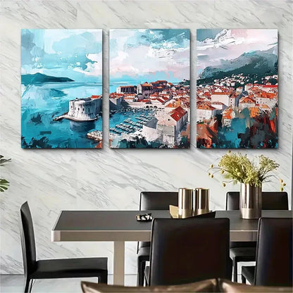 3pcs Dubrovnik Croatia Coastal City Metal Print Ready to Hang Art