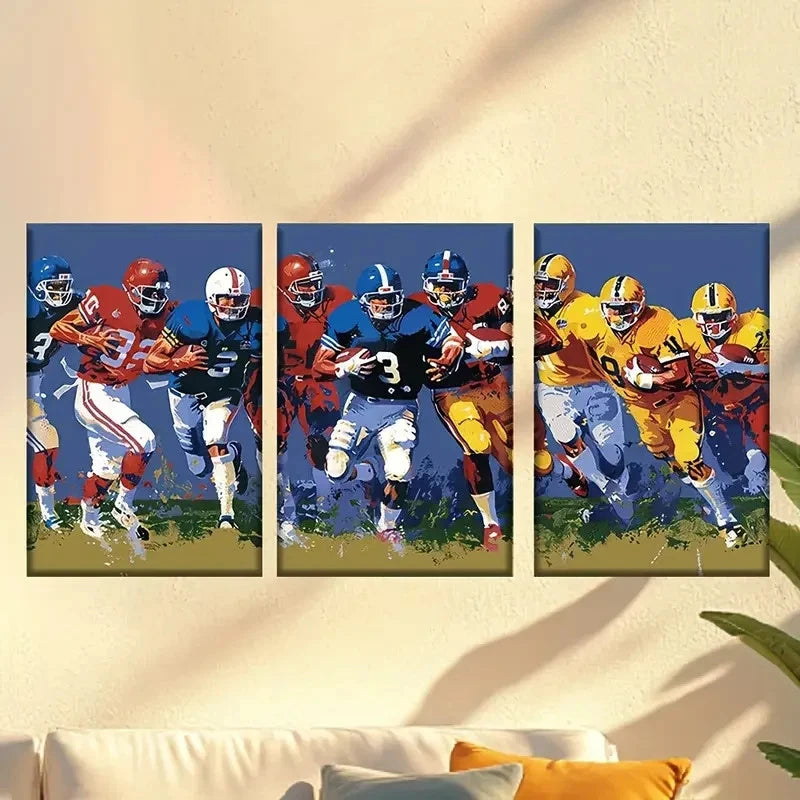 3pcs Colorful abstract athletes Wall Art Set Canvas Framed 40x60cm - High Quality Print 100% Australian Made Wall Canvas Ready to Hang - Bella Home Decor