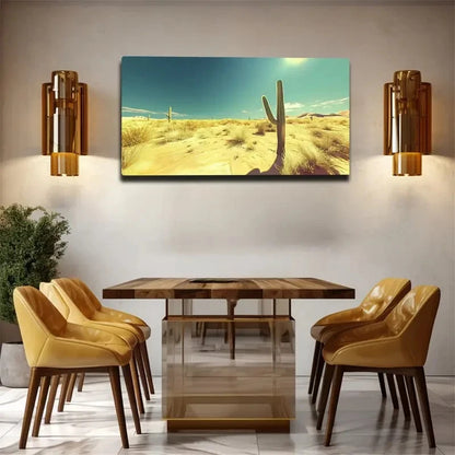 Sparse Haystacks And Cacti Wall Art Canvas Office Home Room Framed 120x60cm