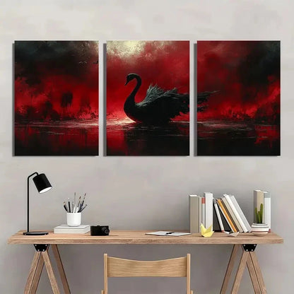 3pcs The Black Swan Gothic Dark Macabre Wall Art Set Canvas Framed 60x90cm - High Quality Print 100% Australian Made Wall Canvas Ready to Hang