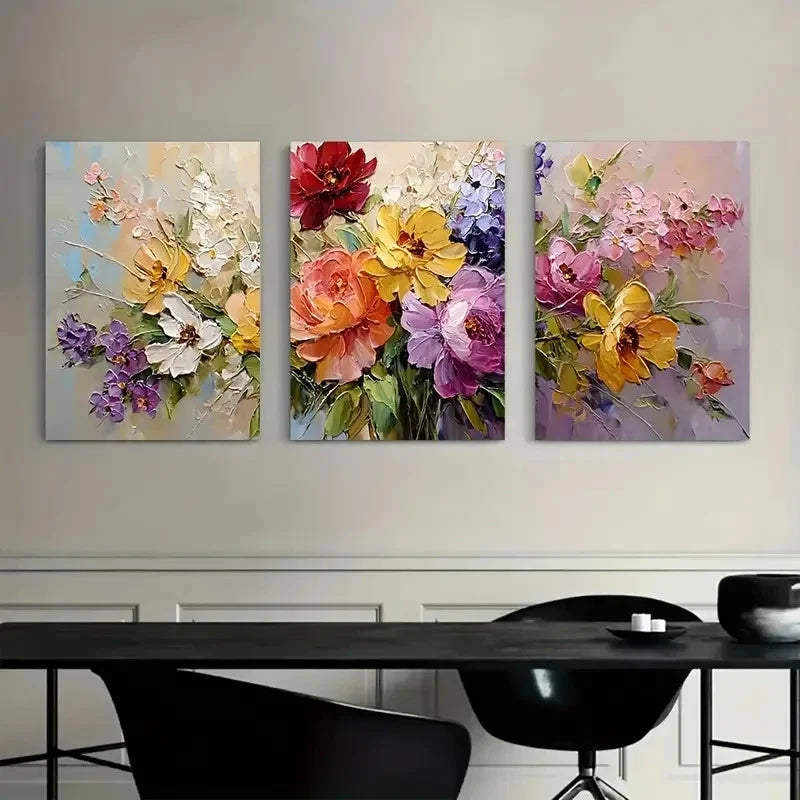 3pcs Cardinals on White Daisies Modern Art Metal Print Ready to Hang Art - Bella Home Decor