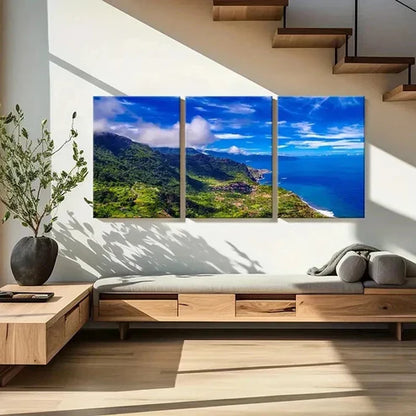 3pcs Mountains Sea and Beach Modern Wall Art Set Canvas Unframed - High Quality Print 100% Australian Made Wall Canvas
